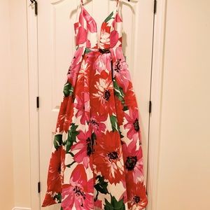 NWT red & pink floral maxi gown/ prom dress sz 11